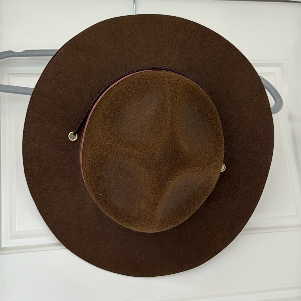 Brown Felt Wide Brim Hat